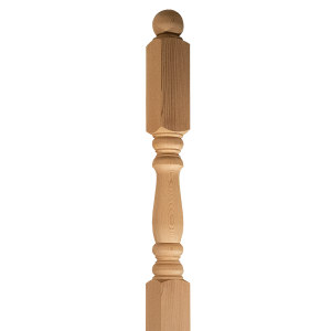 Designer Ball Top Newel Cedar - Closeup