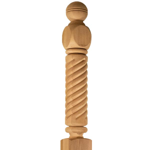 Rope Twist Ball Top Newel Cedar - Closeup
