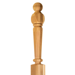 San Francisco Fluted Ball Top Newel Cedar - Closeup