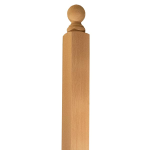 Square Ball Top Newel Cedar - Closeup