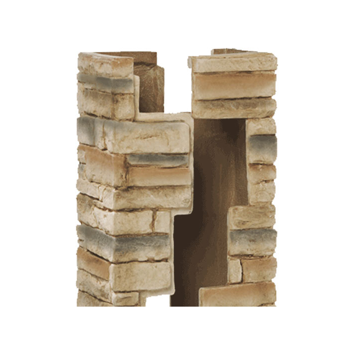 Deckorators 2 Piece Cast Stone Post Cover - Beige Stacked Stone