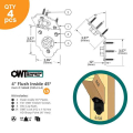 OZCO Laredo Sunset 4″ Flush Inside 45° Angle Bracket Diagram