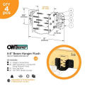 OZCO Laredo Sunset 6″-8″ Beam Hanger Flush - Diagram